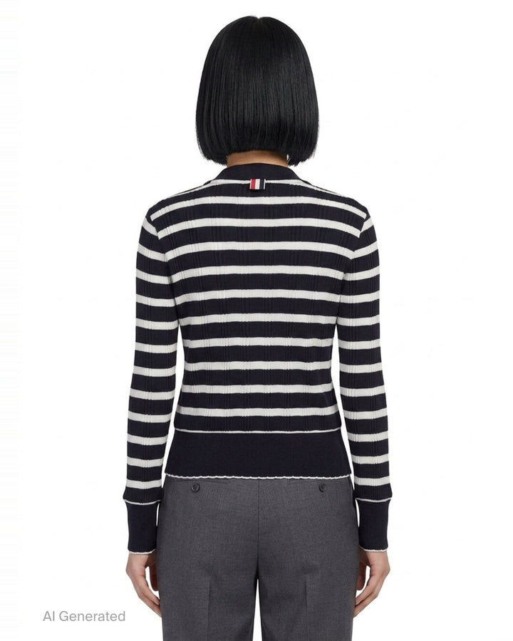 Long Sleeve Crew Neck Cardigan | Thom Browne | Club21 - back