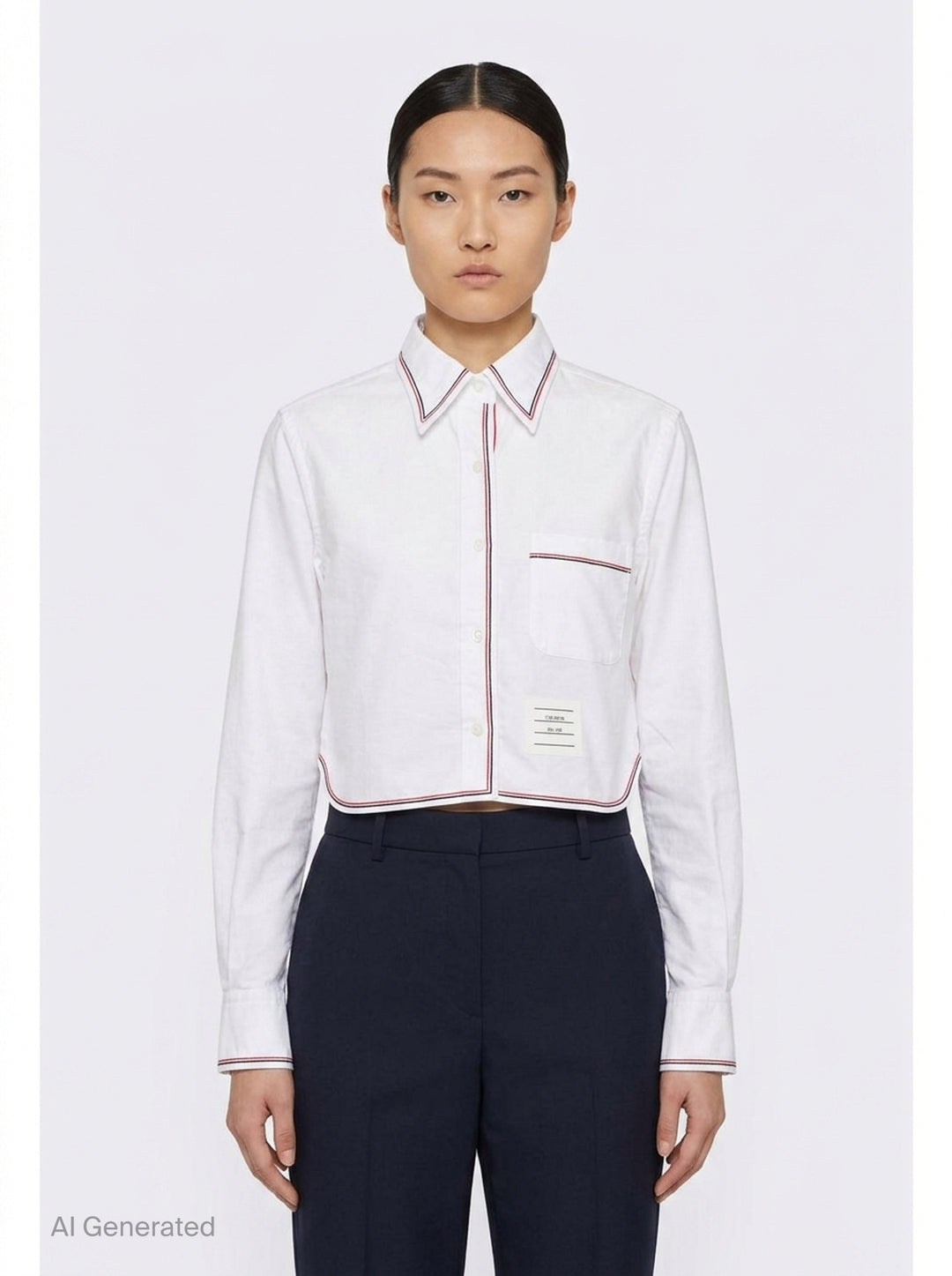 Long Sleeve Cropped Shirt | Thom Browne | Club21 - front