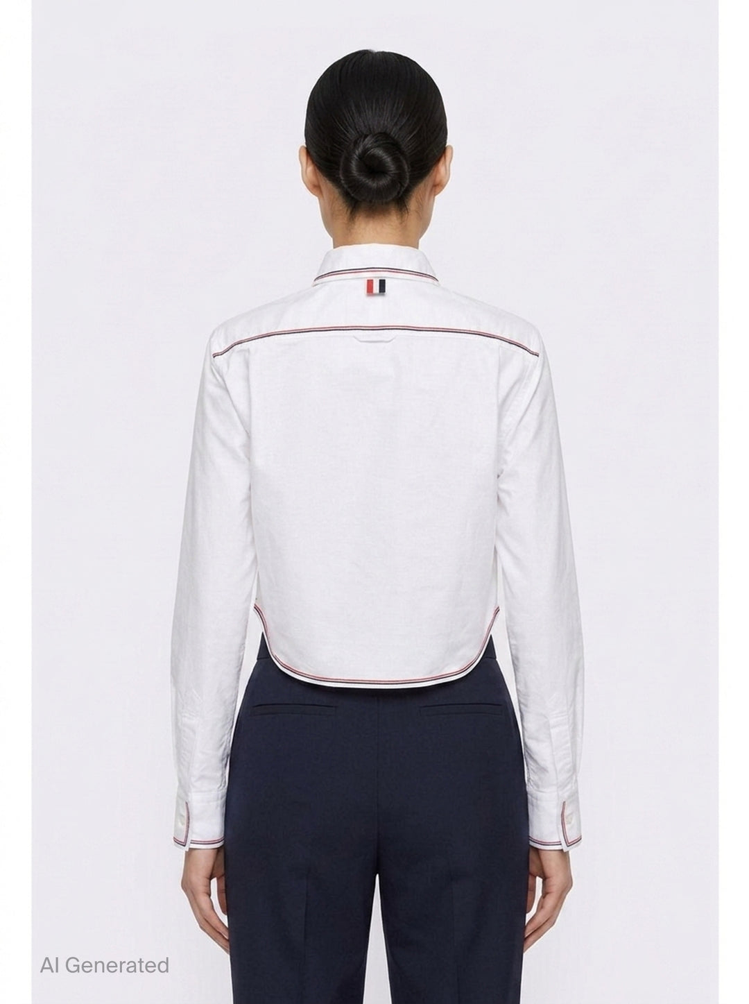 Long Sleeve Cropped Shirt | Thom Browne | Club21 - back