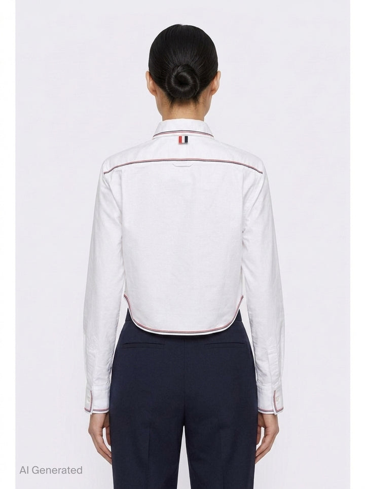 Long Sleeve Cropped Shirt | Thom Browne | Club21 - back