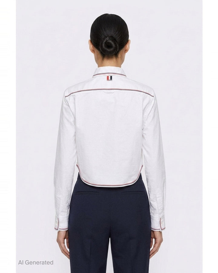 Long Sleeve Cropped Shirt | Thom Browne | Club21 - back