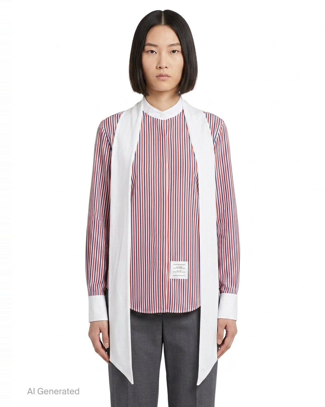 Long Sleeve Detachable Collar Blouse | Thom Browne | Club21 - front
