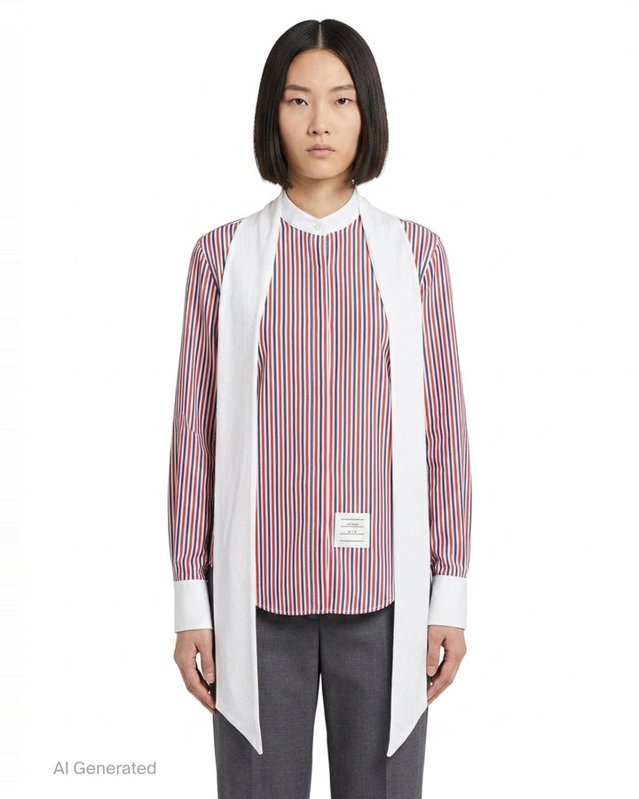 Long Sleeve Detachable Collar Blouse | Thom Browne | Club21 - front