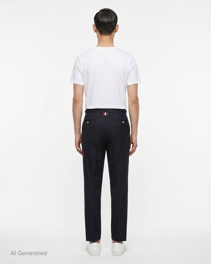 Low Rise Skinny Side Tab Trousers | Thom Browne | Club21 - back