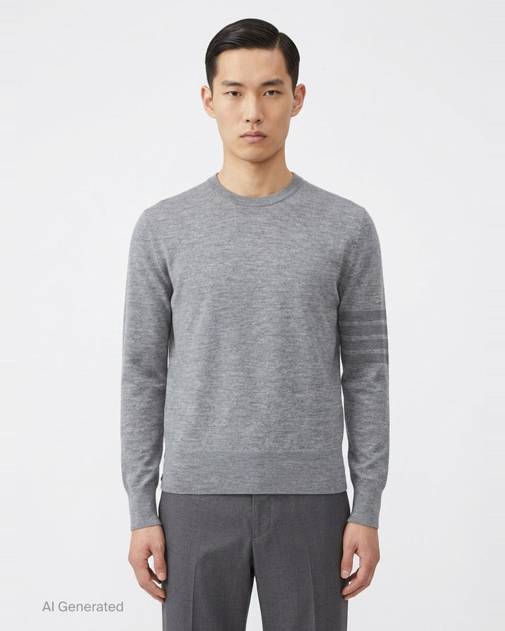 Milano Stitch Crew Neck Pullover | Thom Browne | Club21 - front