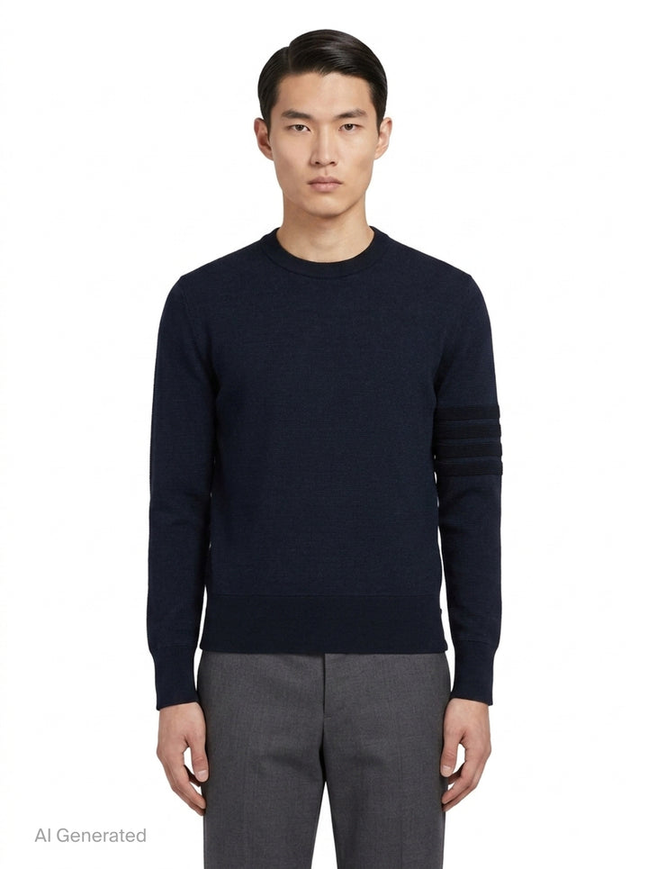 Milano Stitch Crew Neck Pullover | Thom Browne | Club21 - front