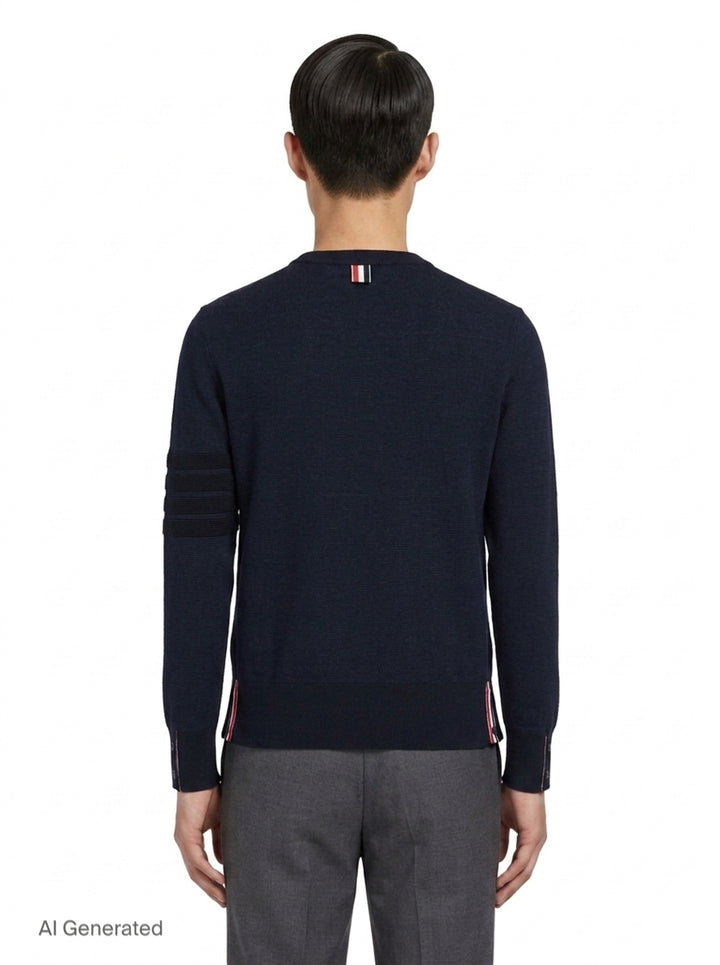 Milano Stitch Crew Neck Pullover | Thom Browne | Club21 - back