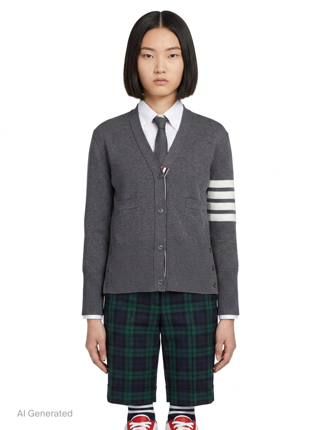 Milano Stitch V-Neck Cardigan | Thom Browne | Club21 - front