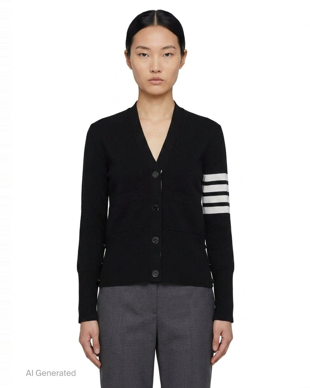 Milano Stitch V-Neck Cardigan | Thom Browne | Club21 - front