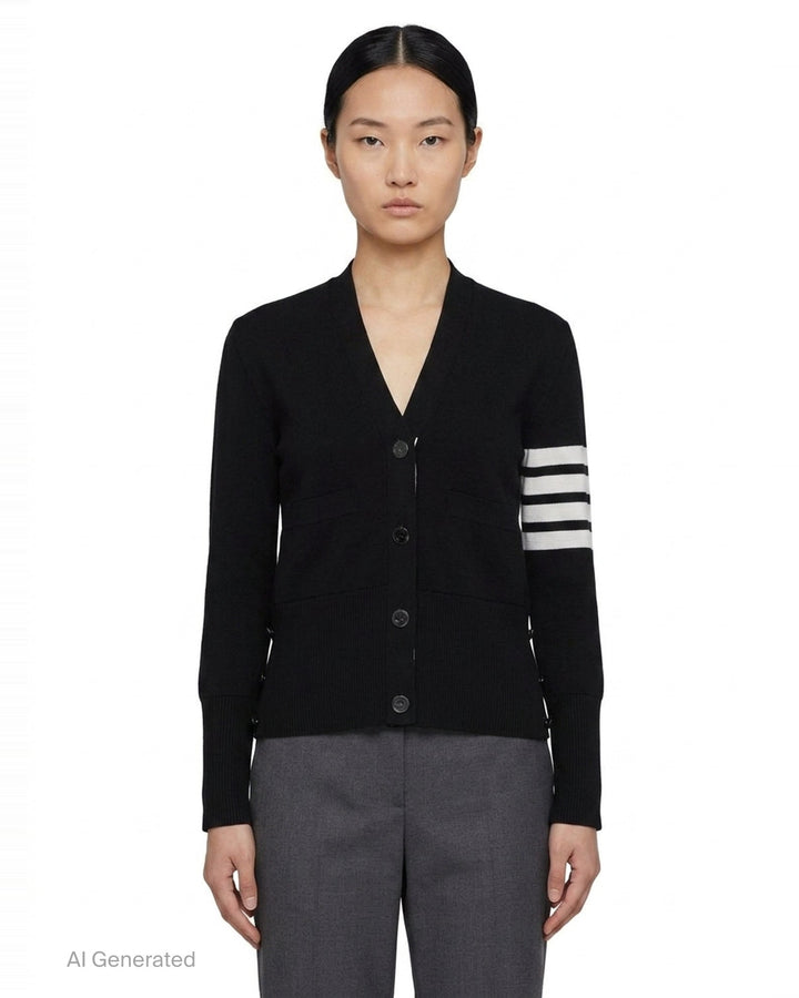 Milano Stitch V-Neck Cardigan | Thom Browne | Club21 - front