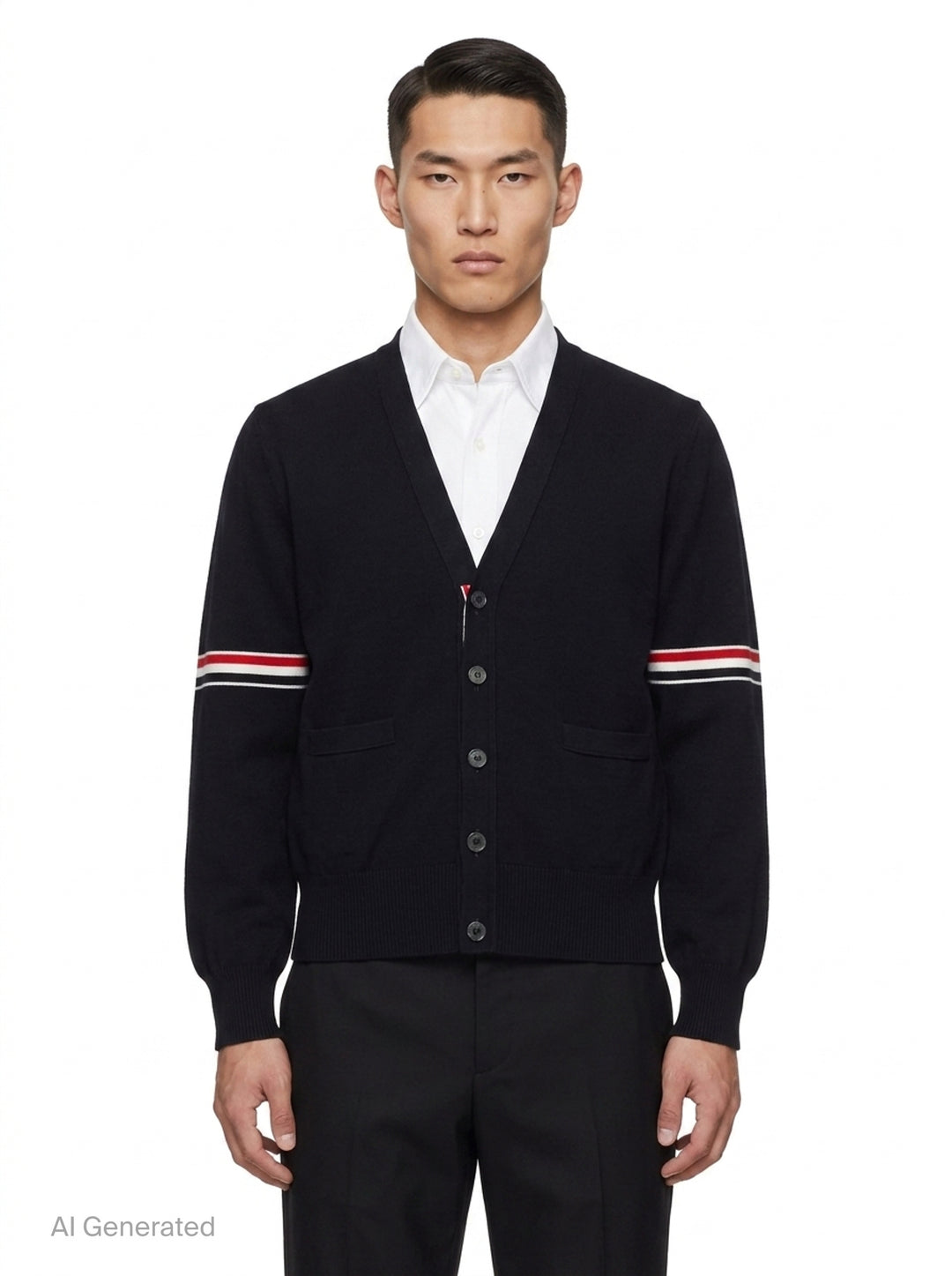 Milano Stitch V-Neck Cardigan | Thom Browne | Club21 - front