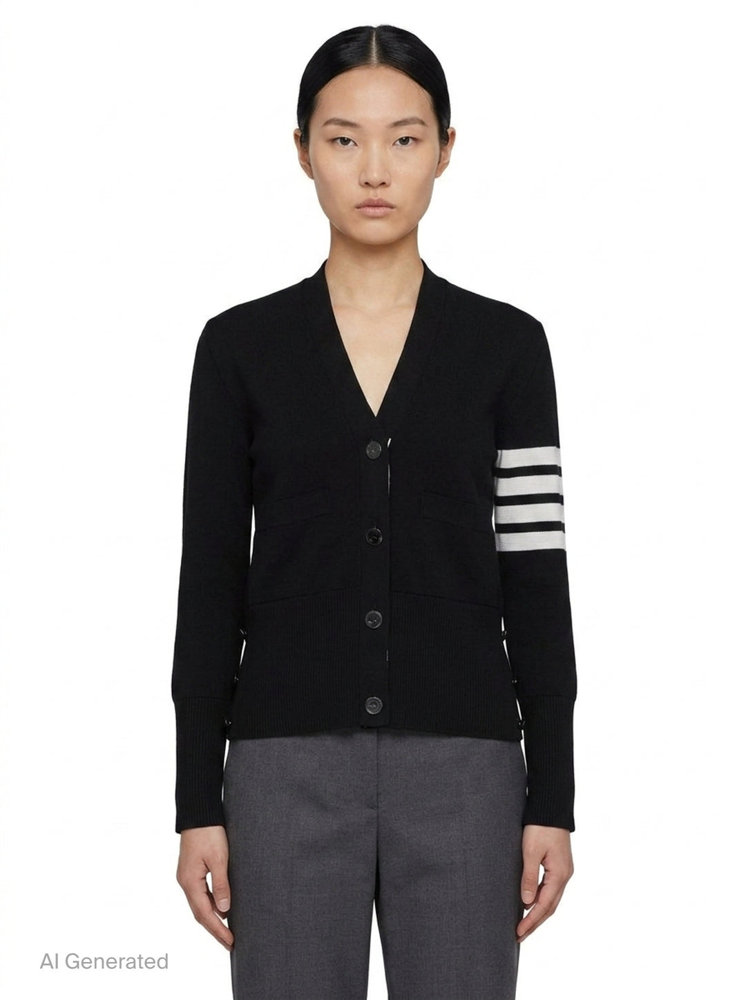 Milano Stitch V-Neck Cardigan | Thom Browne | Club21 - front