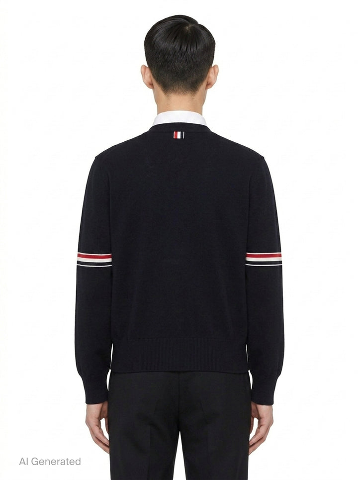 Milano Stitch V-Neck Cardigan | Thom Browne | Club21 - back