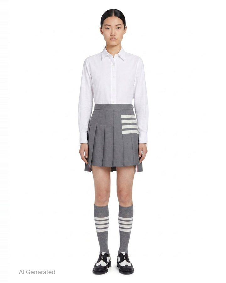 Mini Dropped Back Pleated Skirt | Thom Browne | Club21 - front
