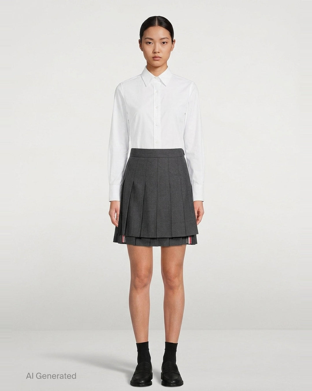 Mini Dropped Back Pleated Skirt | Thom Browne | Club21 - front