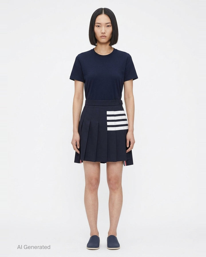 Mini Dropped Back Pleated Skirt | Thom Browne | Club21 - front