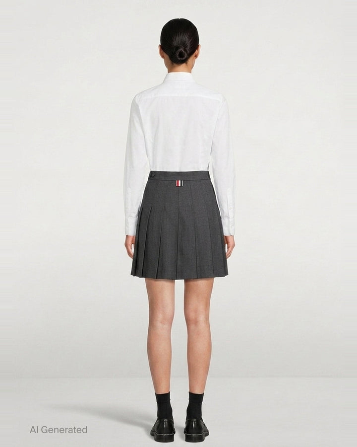 Mini Dropped Back Pleated Skirt | Thom Browne | Club21 - back