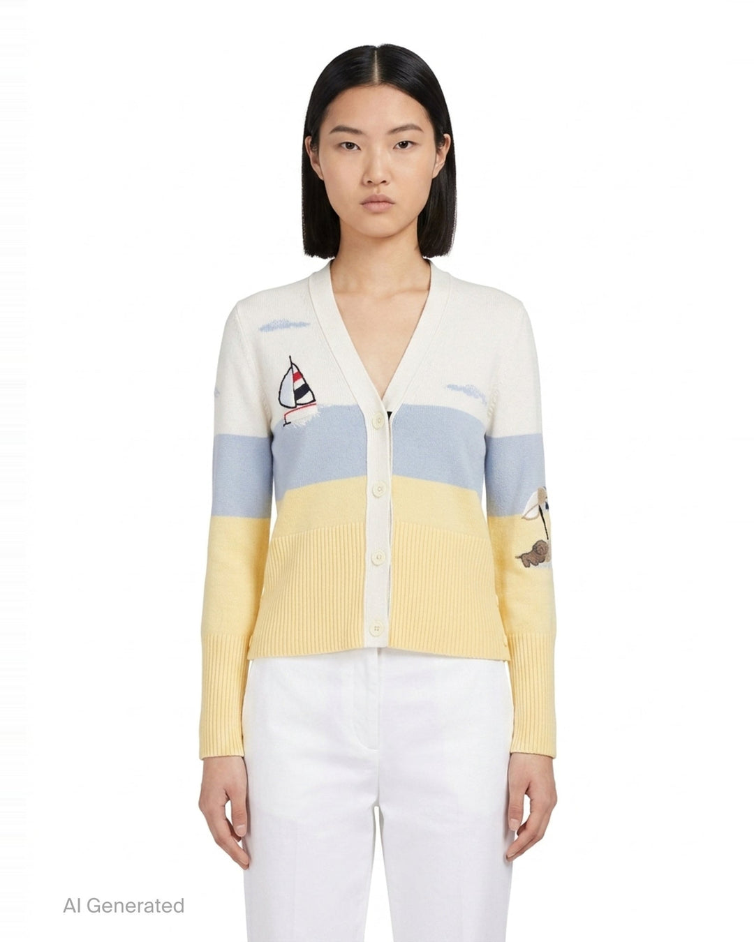 Nantucket Scene Intarsia Cardigan | Thom Browne | Club21 - front