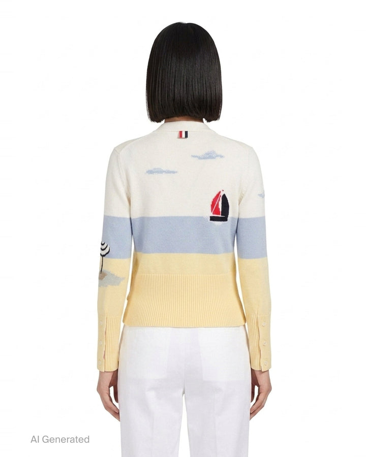 Nantucket Scene Intarsia Cardigan | Thom Browne | Club21 - back