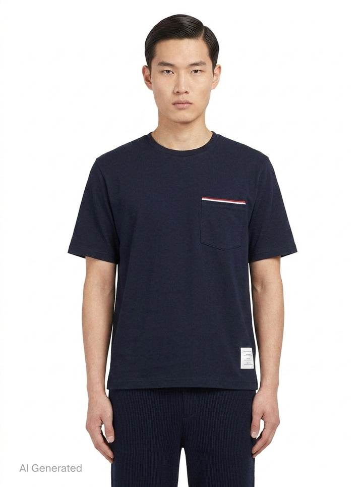 Oversized Short Sleeve Pocket Tee | Thom Browne | Club21 - front