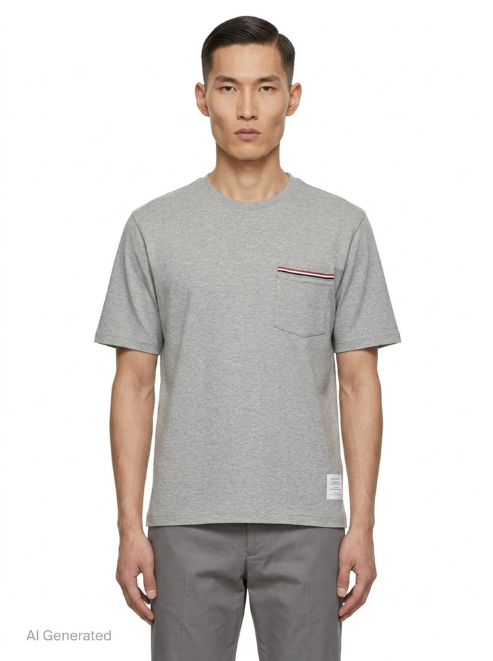 Oversized Short Sleeve Pocket Tee | Thom Browne | Club21 - front