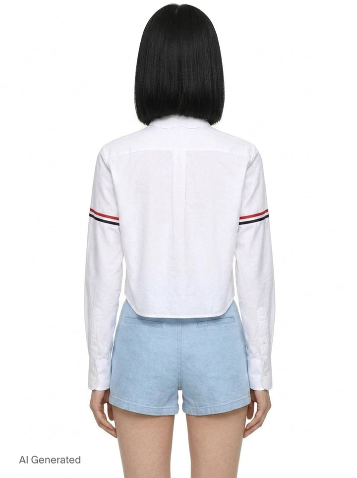 Oxford Armband Cropped Shirt | Thom Browne | Club21 - back