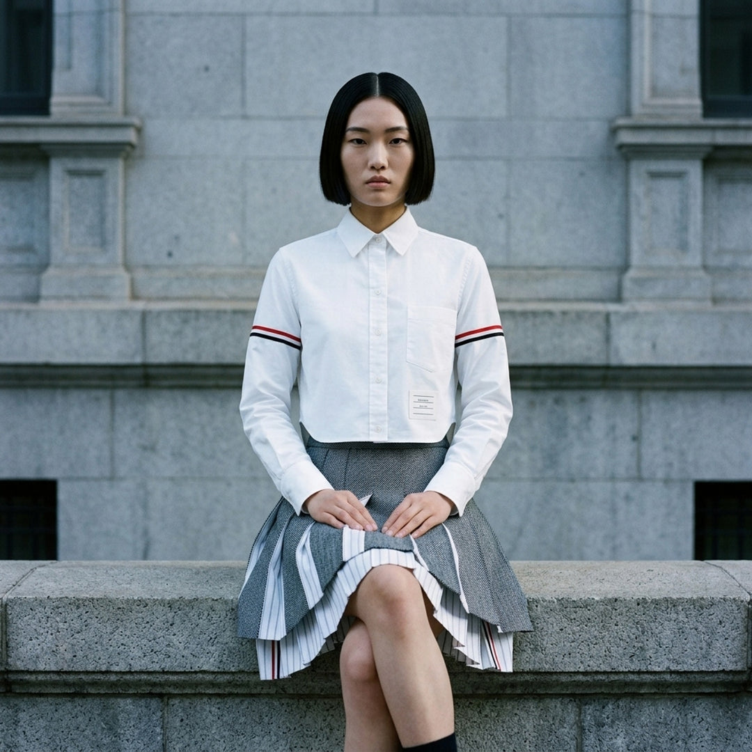 Oxford Armband Cropped Shirt | Thom Browne | Club21 - lifestyle