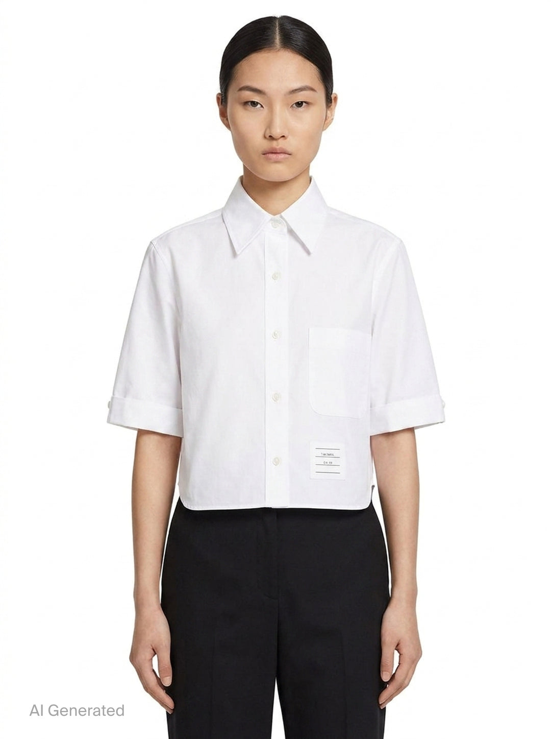 Oxford Cropped Short Sleeve Shirt | Thom Browne | Club21 - front