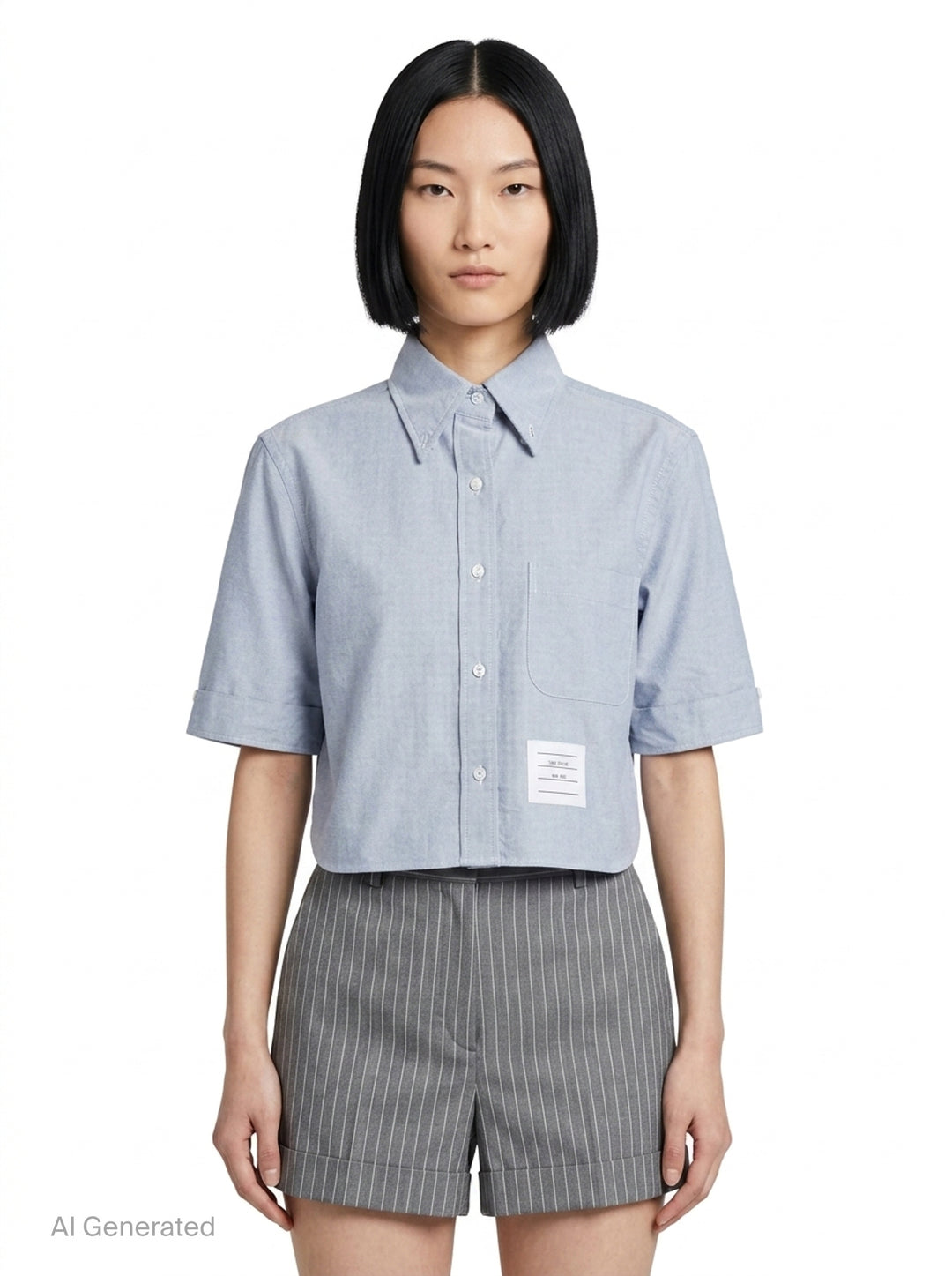 Oxford Cropped Short Sleeve Shirt | Thom Browne | Club21 - front
