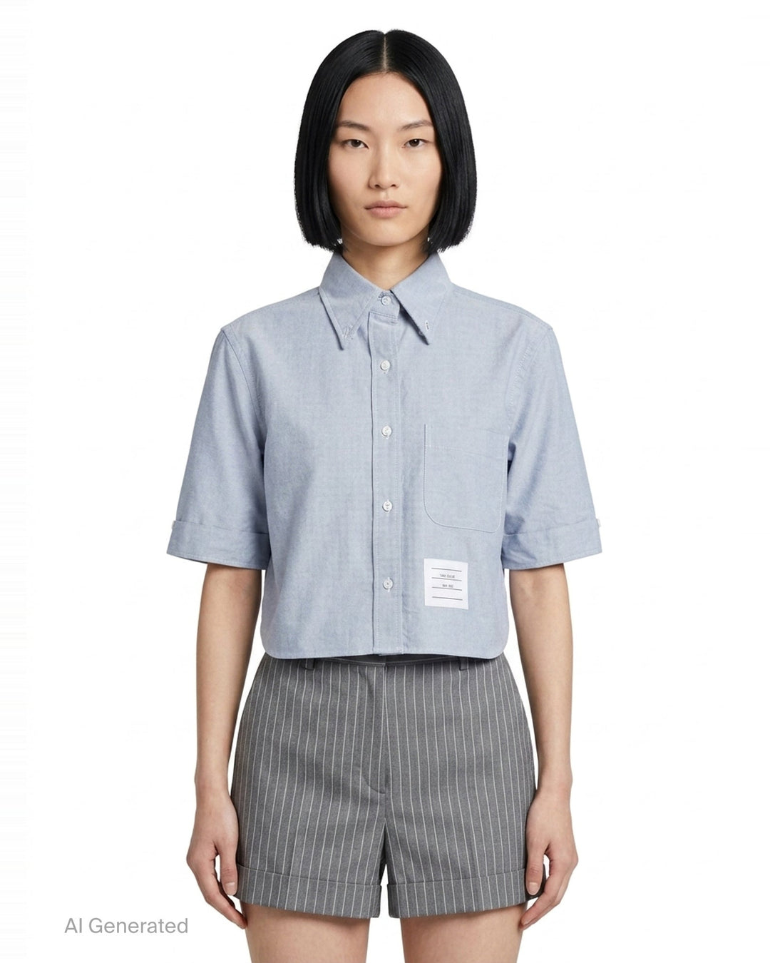 Oxford Cropped Short Sleeve Shirt | Thom Browne | Club21 - front