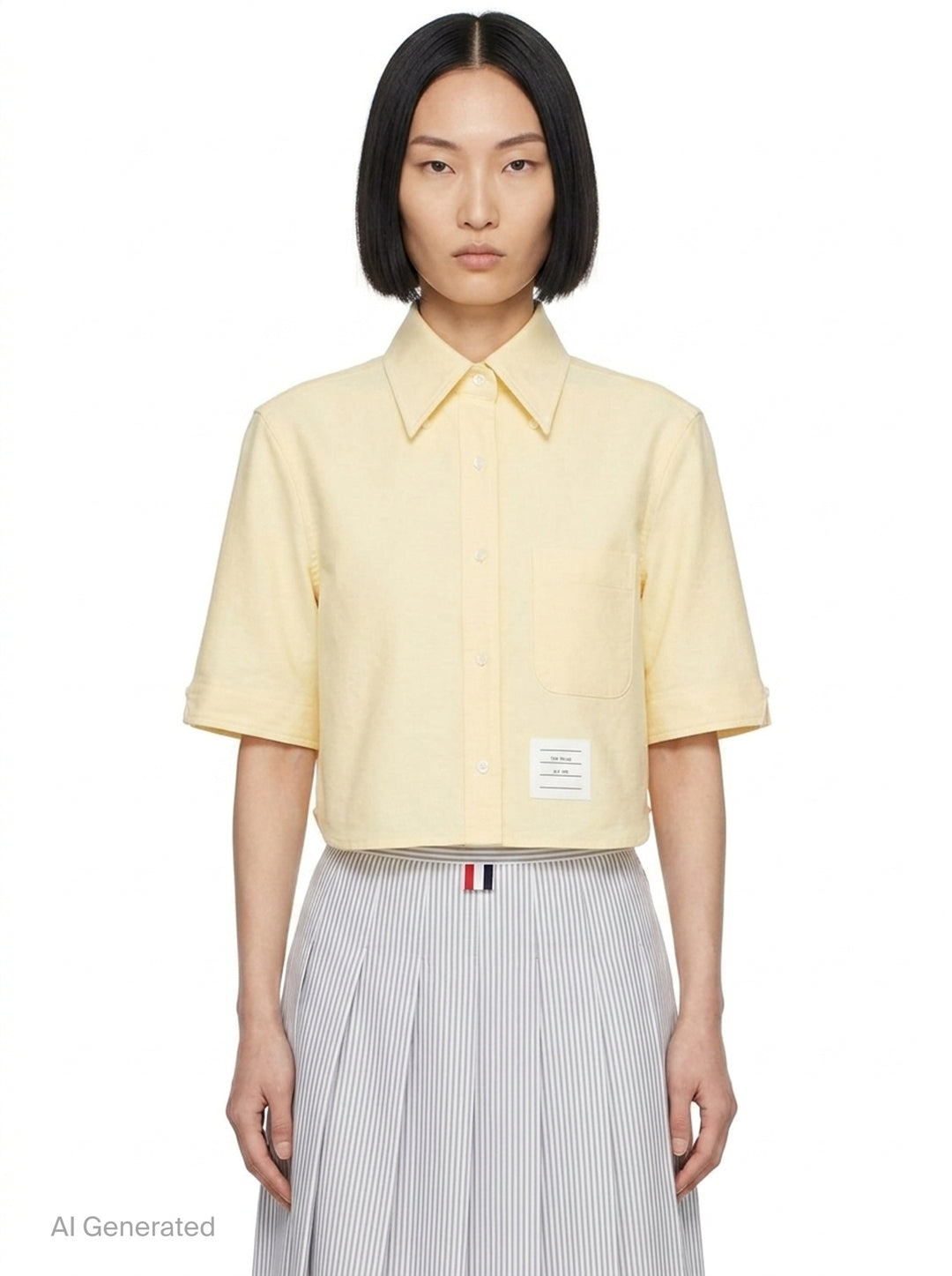Oxford Cropped Short Sleeve Shirt | Thom Browne | Club21 - front