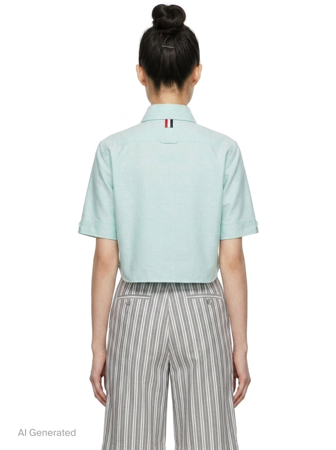 Oxford Cropped Short Sleeve Shirt | Thom Browne | Club21 - back