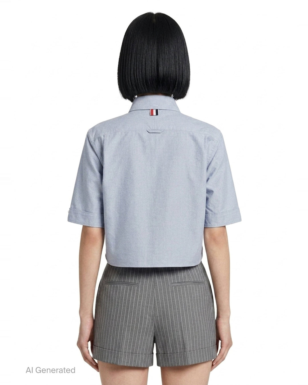 Oxford Cropped Short Sleeve Shirt | Thom Browne | Club21 - back