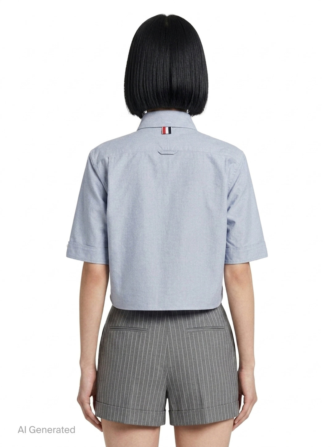 Oxford Cropped Short Sleeve Shirt | Thom Browne | Club21 - back