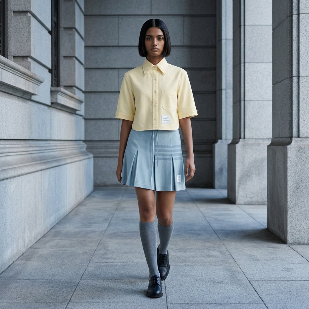 Oxford Cropped Short Sleeve Shirt | Thom Browne | Club21 - lifestyle