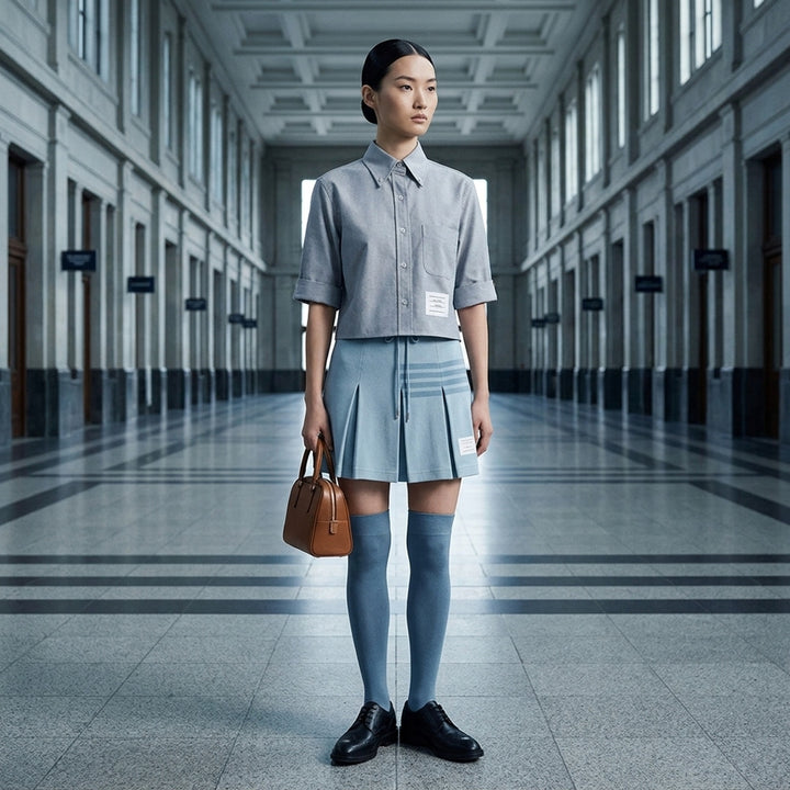 Oxford Cropped Short Sleeve Shirt | Thom Browne | Club21 - lifestyle