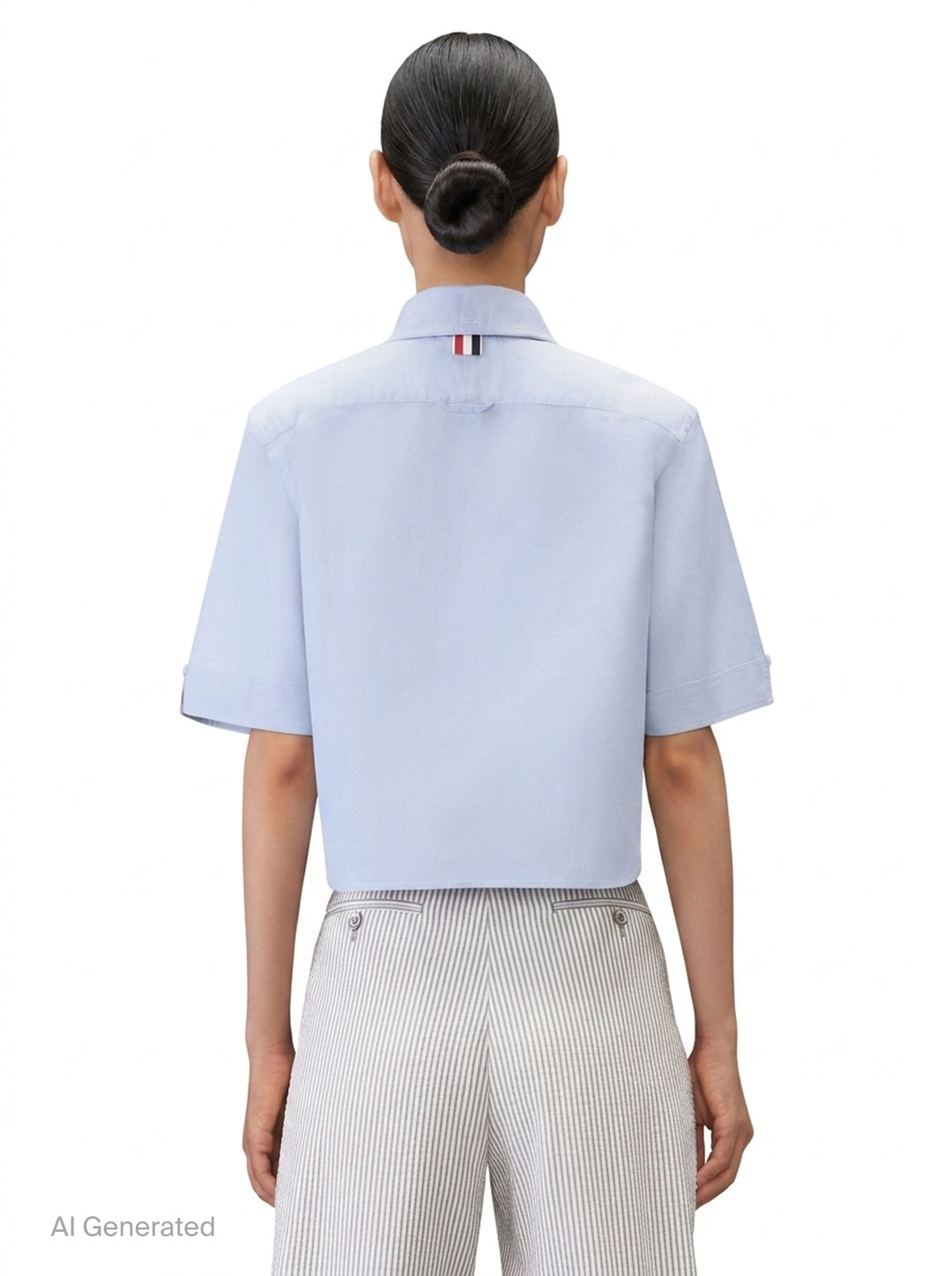 Oxford Cropped Short Sleeve Shirt | Thom Browne | Club21 - back