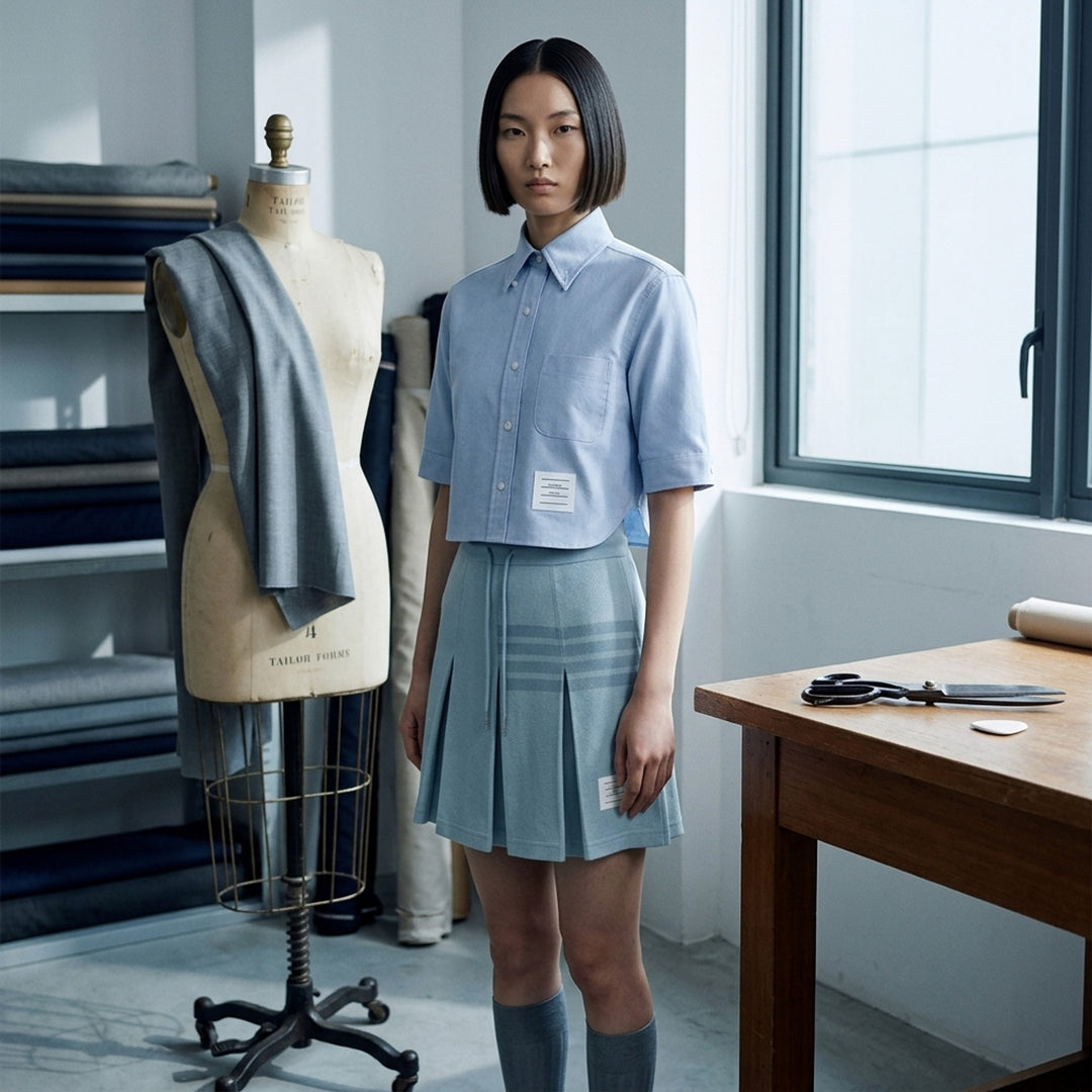 Oxford Cropped Short Sleeve Shirt | Thom Browne | Club21 - lifestyle