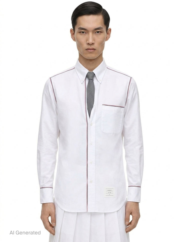 Oxford Grosgrain Framing Shirt | Thom Browne | Club21 - front