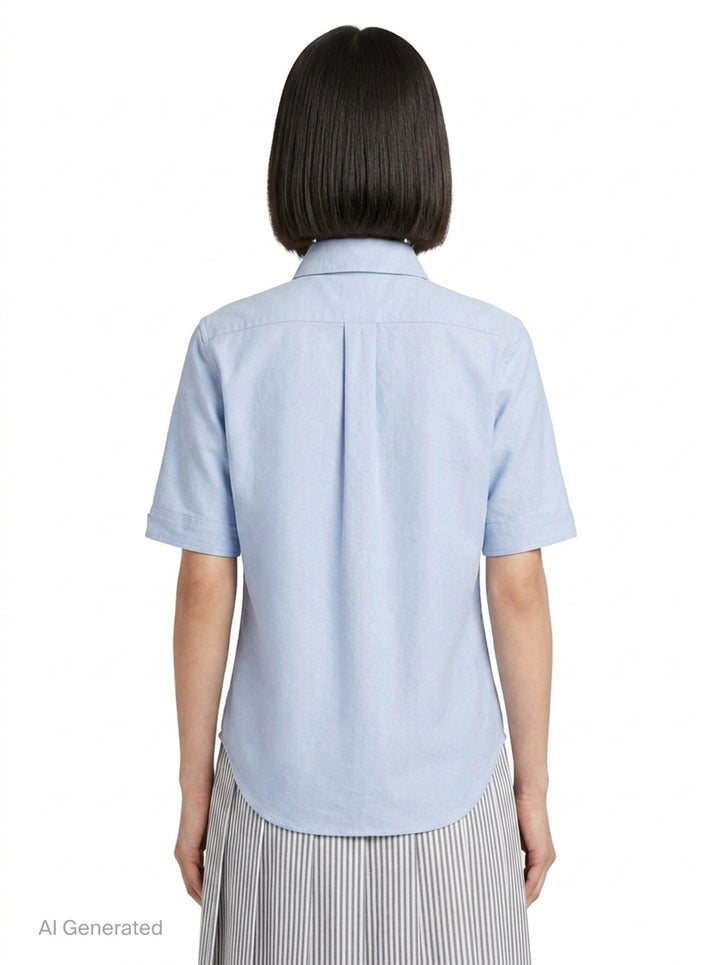 Oxford Round Collar Short Sleeve Shirt | Thom Browne | Club21 - back