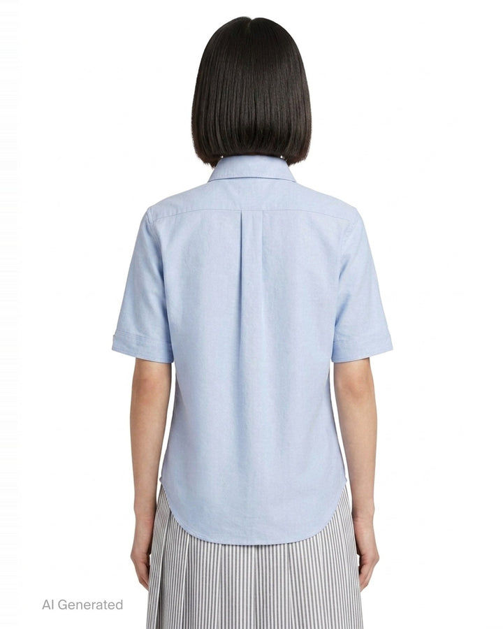 Oxford Round Collar Short Sleeve Shirt | Thom Browne | Club21 - back