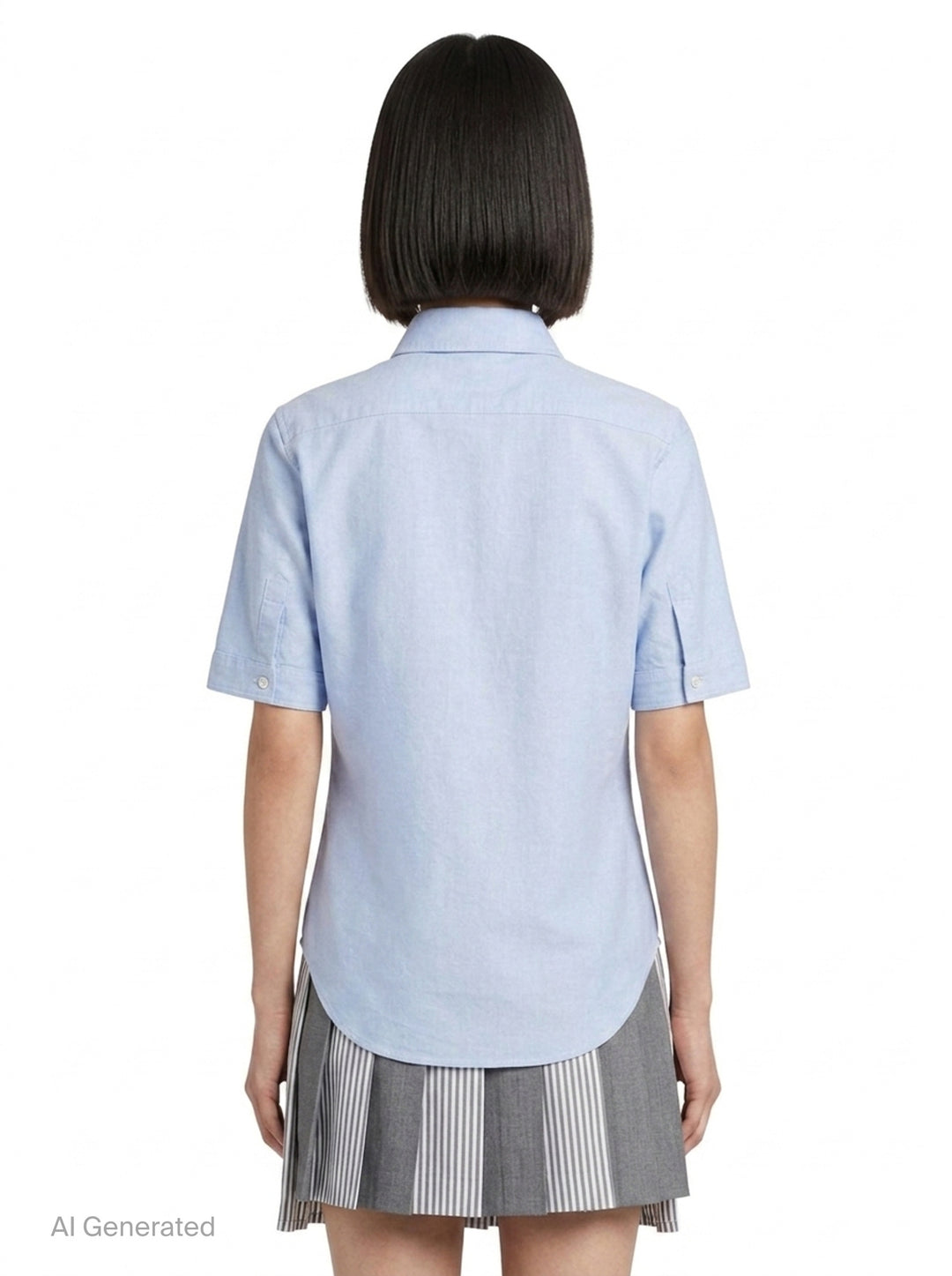 Oxford Round Collar Short Sleeve Shirt | Thom Browne | Club21 - back