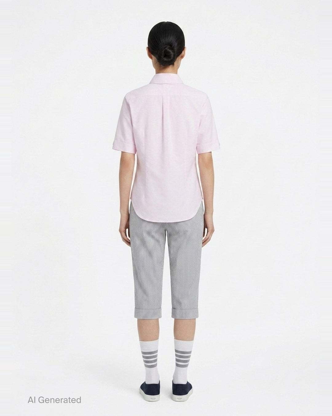 Oxford Round Collar Short Sleeve Shirt | Thom Browne | Club21 - back