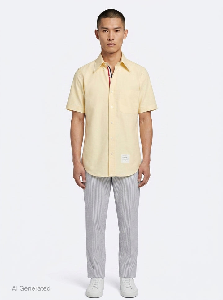 Oxford Short Sleeve Shirt | Thom Browne | Club21 - front