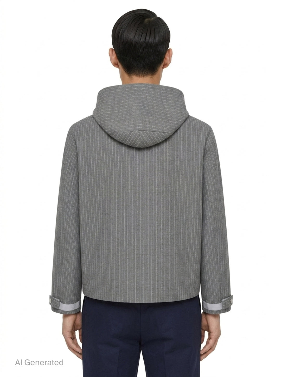 Pinstripe Hooded Mariner Jacket | Thom Browne | Club21 - back