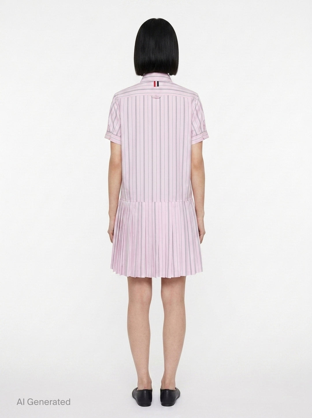 Pleated Bottom Short Sleeve Shirt Dress | Thom Browne | Club21 - back