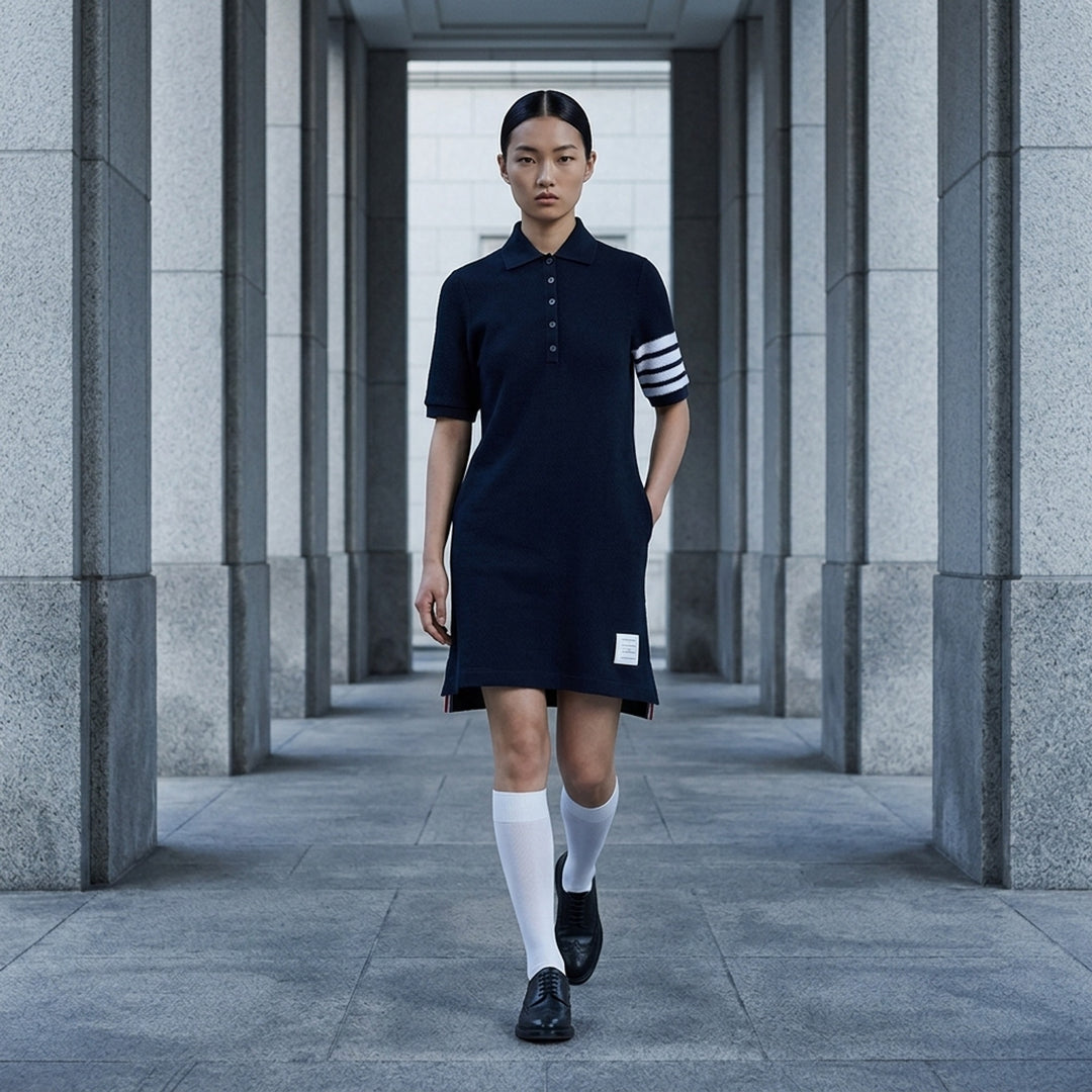 Polo Dress In Textured Pique | Thom Browne