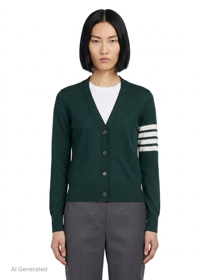 Relaxed Fit V-Neck Cardigan | Thom Browne | Club21 - front