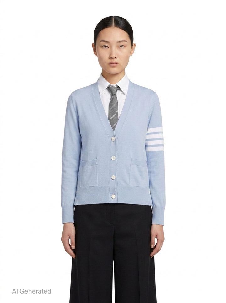 Relaxed Fit V-Neck Cardigan | Thom Browne | Club21 - front