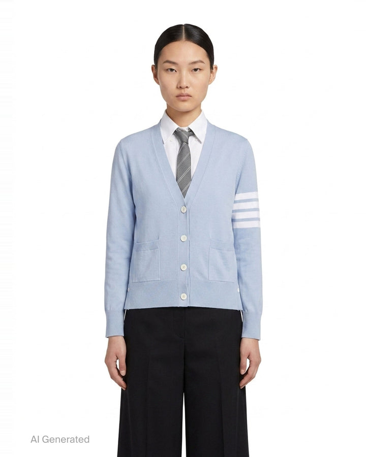 Relaxed Fit V-Neck Cardigan | Thom Browne | Club21 - front
